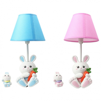 Cartoon Blue/Pink Night Light Carrot Rabbit 1 Light Resin Dimmable Plug In Reading Light for Kid Bedroom
