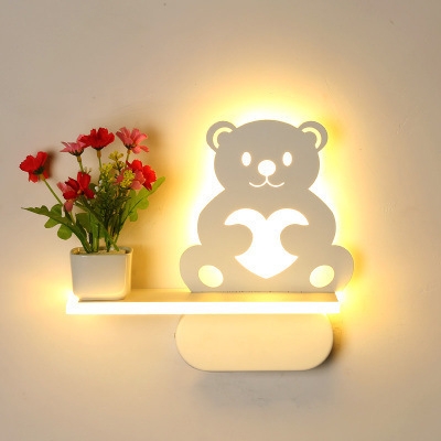 Contemporary Animal/Plant Wall Light Acrylic White LED Sconce Light with Vase for Child Bedroom