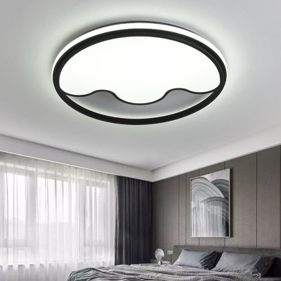 Contemporary Black/White Ceiling Light Slim Panel Acrylic LED Flush Mount Light for Hotel