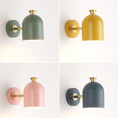 Contemporary Macaron Colored Sconce Light Cup 1 Light Metal Sconce Lamp for Kids Bedroom