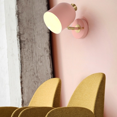 Contemporary Macaron Colored Sconce Light Cup 1 Light Metal Sconce Lamp for Kids Bedroom