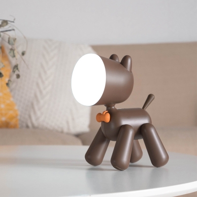 Creative Dog LED Desk Light 1 Head Brown/White Reading Light with USB Charging Port for Bedroom