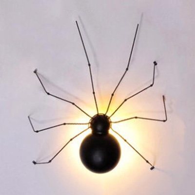 

Creative Spider Wall Light 1 Light Metal Wall Sconce in Black for Cafe Book Shop, HL532839