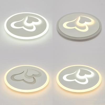 Double Heart Ceiling Lamp Modern Acrylic LED Flush Ceiling Light in Warm/White/2 Lighting Modes for Girls Bedroom