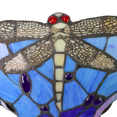 Dragonfly Pattern Tiffany One Light Wall Sconce 12 Inches Width Shade