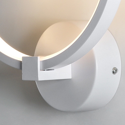 Euro Style Ring Wall Light 1 Light Metal Black/White Wall Sconce in Warm for Adult Child Bedroom