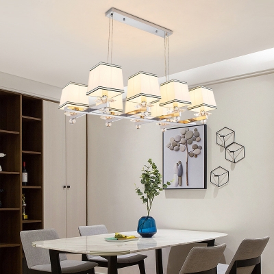 Fabric Metal Island Light Dining Room 6/8 Lights Modern Style Pendant Lighting in Chrome