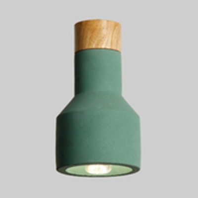 Flashlight Shaped Kitchen Pendant Lamp Cement 1 Light Modern Hanging Light in Blue/Gray/Green/Red