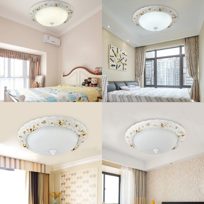 Glass Dome Shade Ceiling Light Nursing Room Modern LED Flush Mount Light with Bear in Warm/White