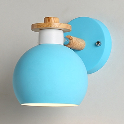 Globe Bedroom Foyer Sconce Light Metal 1 Light Simple Style Light Fixture in Macaron Yellow/Blue/Green/Pink