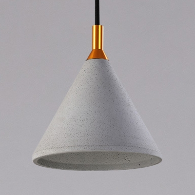 Hallway Stair Cone Shade Pendant Light Cement Single Light Antique Style Gray Hanging Lamp