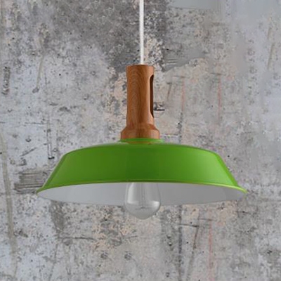 Aluminum Barn Shade Hanging Lamp Kitchen Corridor 1 Head Industrial Pendant Light in Blue/Green/Orange