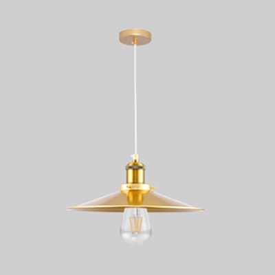 Industrial Saucer Shade Pendant Light 1 Light Edison Bulb Pendant Lamp in Gold for Kitchen
