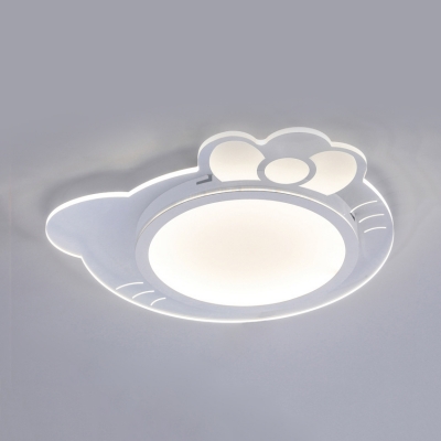 Kitten Shaped LED Flushmount Light Animal Acrylic Stepless Dimming/Warm/White Ceiling Lamp for Child Bedroom
