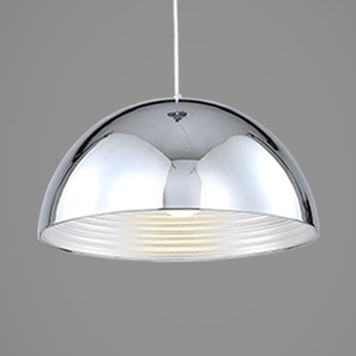 

Metal Dome Pendant Lamp 1 Light Antique Style Hanging Light in Chrome for Dining Room, HL531400