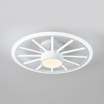 Modern Wheel Decoration Flush Mount Light Metal White Ceiling Light in Warm/White for Nursing Room