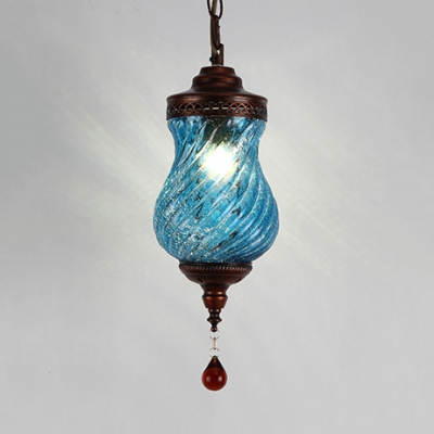 Moroccan Gourd Pendant Light Swirl Glass 1 Light Suspension Light for Foyer Pack of 1/6(Random Color Delivery)