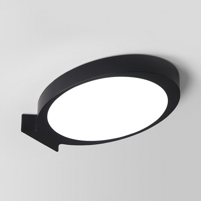 Oval Fish LED Flush Ceiling Light Simple Style Acrylic Ceiling Fixture in Black/White for Nursing Room