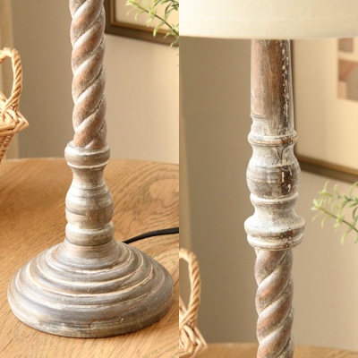 Plug In Office Desk Light Fabric & Wood One Light Antique Style Study Light in White