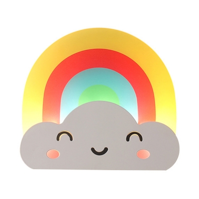 Rainbow Cloud Wall Light Acrylic Lovely Colorful Sconce Light in White/Warm for Kindergarten