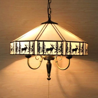 Deer Pull Chain Glass Ceiling Light, Living Room Ceiling Light Shades