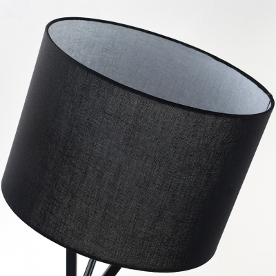 Simple Style Drum Desk Light 1 Light Fabric & Metal Study Light in Black/White for Office