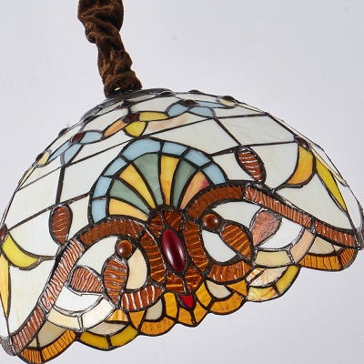 Stained Glass Bowl Pendant Lighting 1 Light Tiffany Style Victorian Ceiling Lamp for Dining Table