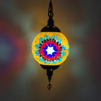 Stained Glass Orb Pendant Lamp Cafe 1/4 Pack 1 Light Moroccan Mosaic Ceiling Pendant(not Specified We will be Random Shipments)