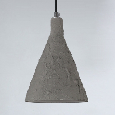 Study Room Conical Pendant Light Cement One Light Antique Style Gray Hanging Lamp