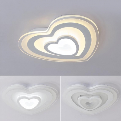 White Hearts LED Ceiling Mount Light Modern Acrylic Stepless Dimming/White Lighting Flush Light for Dining Room