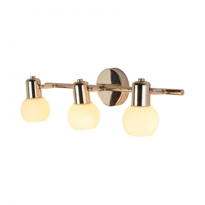 2/3 Lights Globe Shade Wall Lamp Modern Opal Glass Vanity Lighting in Gold for Dressing Room