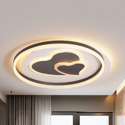 2-Heart Living Room Ceiling Mount Light Acrylic Contemporary Third Gear LED Flush Light