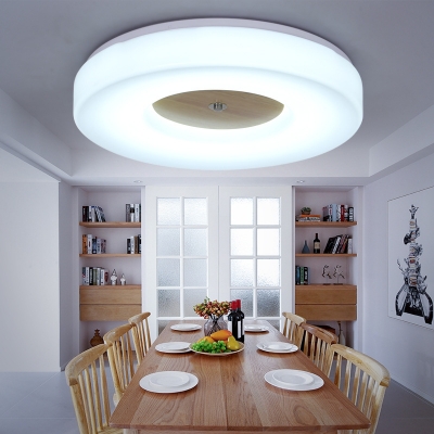 White Round Flush Mount Light Simple Style Acrylic Ceiling Lamp in Warm/White for Living Room