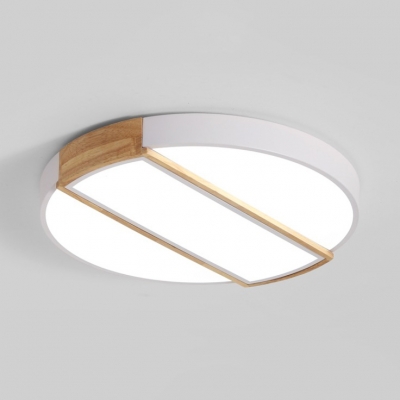 Warm/White Lighting Flush Mount Light Modern Candy Color Ceiling Lamp with Rectangle Wood for Dining Room