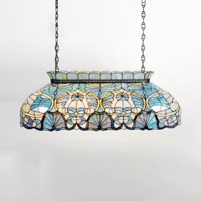 Stained Glass Island Light Restaurant Tiffany Style Victorian Island Chandelier in Blue
