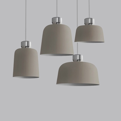 Macaron Style Dome Pendant Lamp Metal One Head Gray Hanging Light for Living Room Study Room