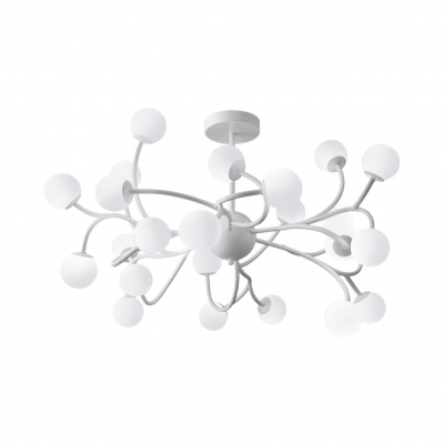 Nordic Style White Chandelier with Branch Shape 24 Lights Metal Pendant Lamp for Villa Dining Room