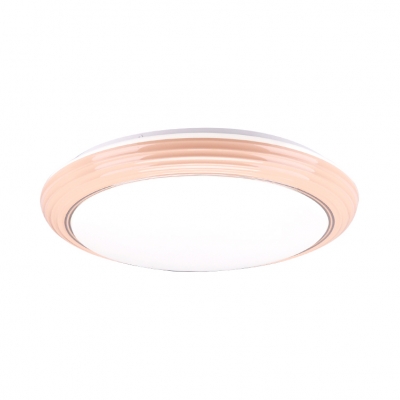 Acrylic Round LED Flush Ceiling Light Simple Modern Ceiling Fixture in Blue/Brown/Pink for Bedroom