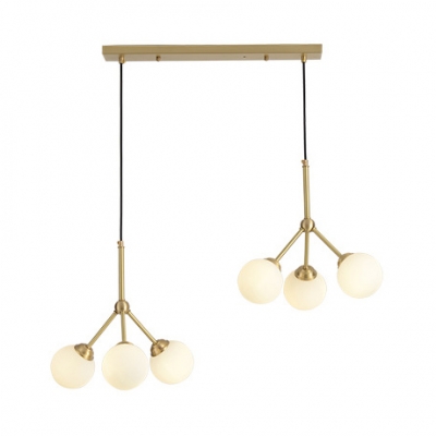 Opal Glass Modo Ceiling Light 3/6/9 Lights Contemporary Hanging Light in Gold for Study Room