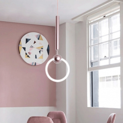 Bedroom Kitchen Ring Pendant Light Metal Nordic Stylish Blue/Gray/Gold/Rose Gold Ceiling Light with Warm/White Lighting