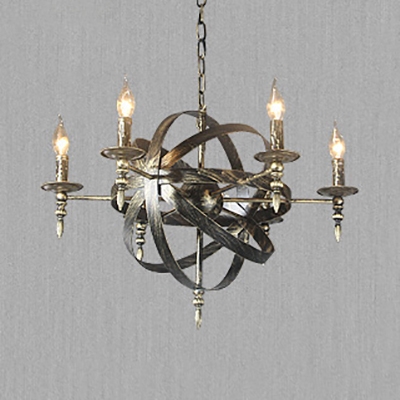 6/8 Lights Candle Chandelier Vintage Style Wrought Iron Hanging Light in Aged Brass/Rust
