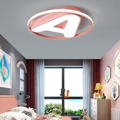 A Shaped Bedroom Flush Light Acrylic Modern Blue/Pink LED Ceiling Mount Light in Warm/White/Third Gear