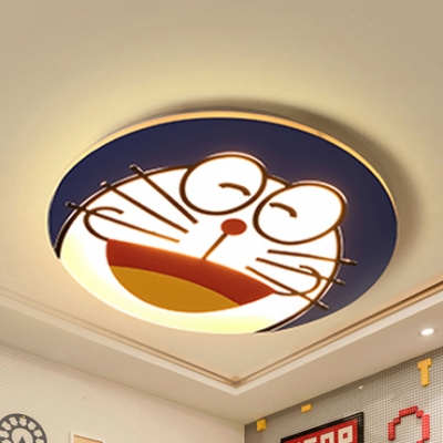 Acrylic Blue Cat LED Ceiling Mount Light Kindergarten Cartoon Warm/White Lighting Ceiling Fixture