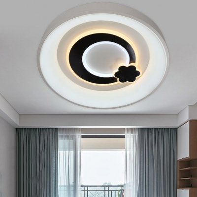 Acrylic Flower Round Ceiling Light Nordic Style Step Dimming Ceiling Lamp in White for Boy Girl Bedroom
