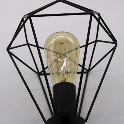 Antique Diamond Cage Pedant Light with Linear/Round Canopy Metal 3 Lights Black Hanging Light for Kitchen