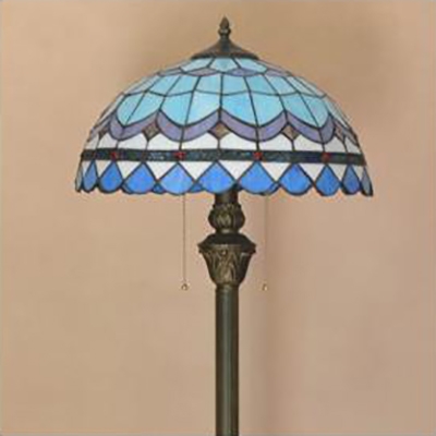 Baroque/Lattice Dome Floor Lamp 1 Light Tiffany Antique Standing Light for Living Room