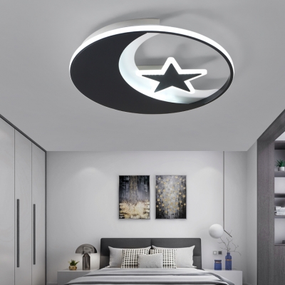 Black Star LED Flush Mount Light Contemporary Acrylic Ceiling Light in Warm/White for Study Room