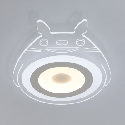 Cartoon Cat LED Flush Ceiling Light Acrylic White Ceiling Fixture with Warm Lighting/White Lighting for Teen