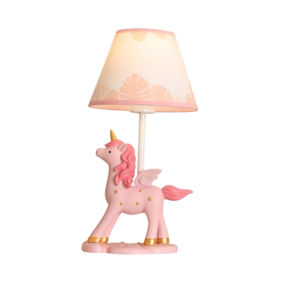 Cartoon Unicorn LED Desk Light 1 Light Resin Reading Lamp with Plug In Cord for Girl Bedroom