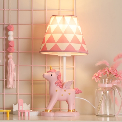 Cartoon Unicorn LED Desk Light 1 Light Resin Reading Lamp with Plug In Cord for Girl Bedroom